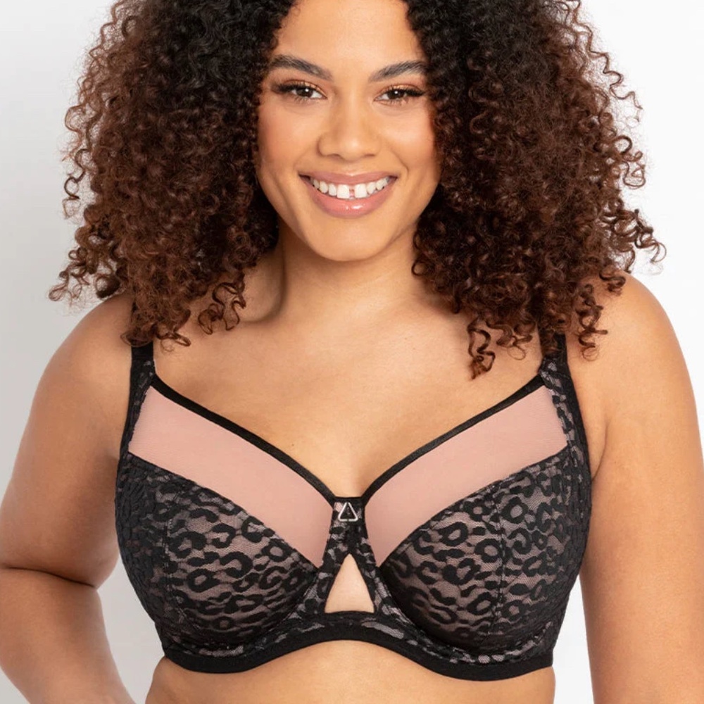 Curvy Kate CK047102 Victory Wild Black/Blush Balcony Bra 36J Unlined Leopard